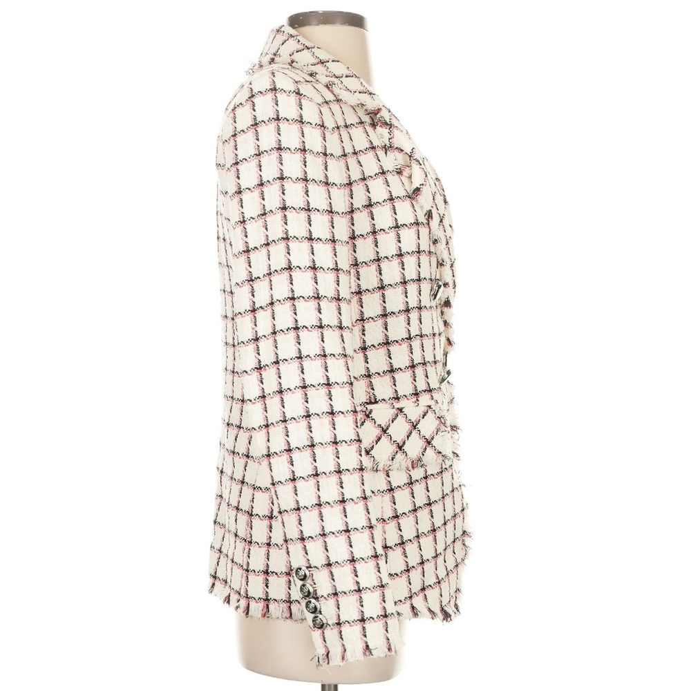 VERONICA BEARD Taja Dickey Double Breasted Cotton Red White Tweed Blazer $570 4 - Picture 9 of 13